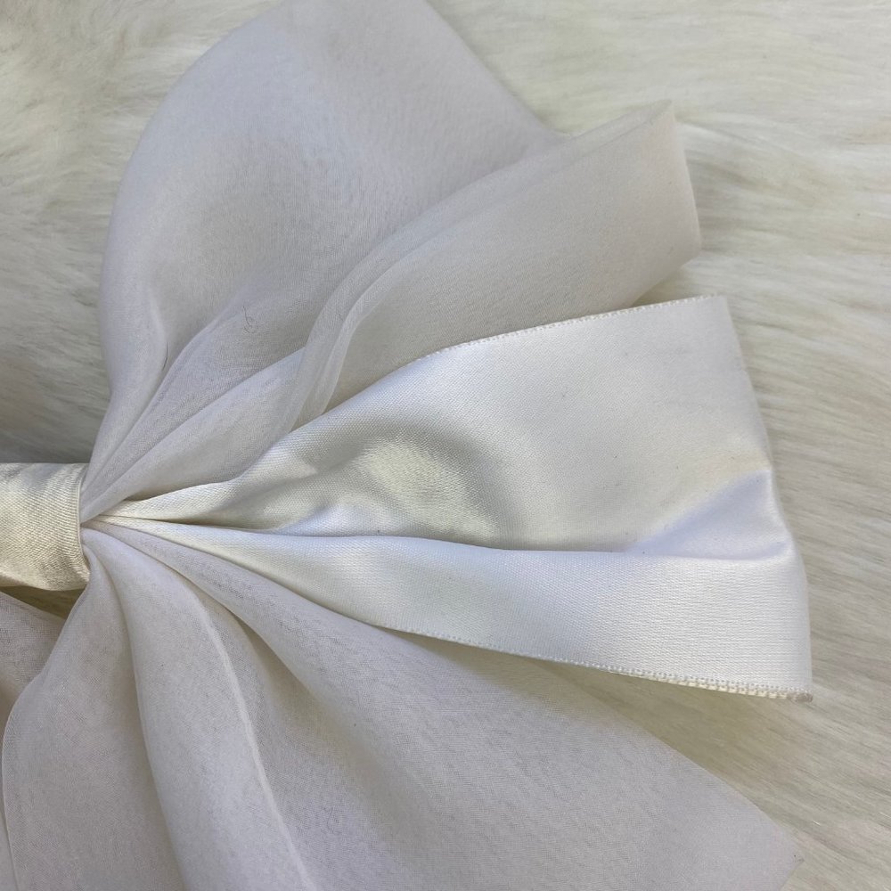Vintage Ivory Hair Bow Clip 6.5" X 10" - Picture 4 of 7